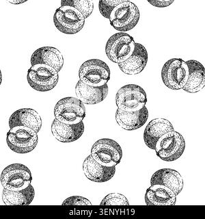 seamless pattern ingredient amla hand drawn. fresh vegetarian, amla ripe, herbal phyllanthus ingredient amla black sketch illustration Stock Vector