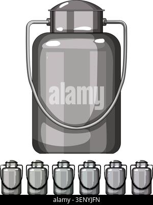 bottle metal milk can cartoon. retro steel, tin churn, draw top bottle metal milk can sign colorful illustration Stock Vector