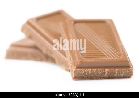 Three chocolate bars isolated on white Stock Photo