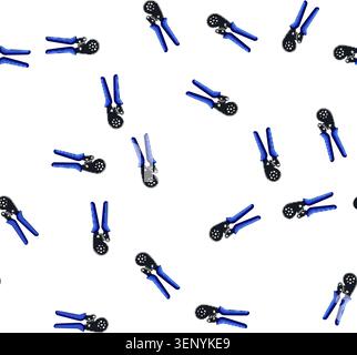 pattern computer crimper tool cartoon. equipment cable, work connection computer crimper tool sign vector Stock Vector