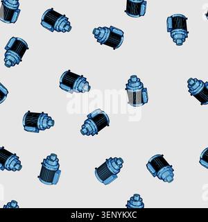 seamless pattern waste water pump cartoon. tank station, clean filter, plumbing pipe waste water pump sign vector Stock Vector
