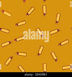 seamless pattern Plastic squeeze bottle of bright yellow mustard on white background, classic condiment for hot dogs, burgers, barbecue and casual mea Stock Vector