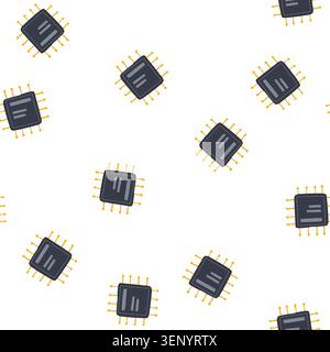 pattern memory microchip cartoon. transistor nanotechnology, electronics innovation, digital power memory microchip sign. seamless symbol vector illus Stock Vector