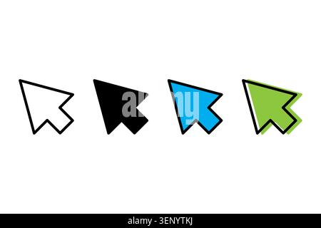 Arrow cursor pointer navigation features colorful vector icon set. It represents web interface click eps 10. Stock Vector