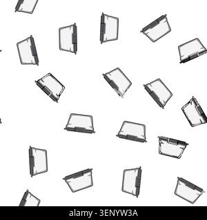 pattern transparent glass food storage container cartoon. stackable microwaveable, dishwasher freezer, bpafree sustainable transparent glass food stor Stock Vector