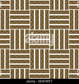 Brown woven basket seamless pattern geometric interlocking stripe repeat background Stock Photo