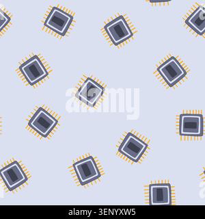 pattern nanotechnology microchip cartoon. electronics innovation, digital power, microprocessor nanochip nanotechnology microchip sign. seamless vecto Stock Vector