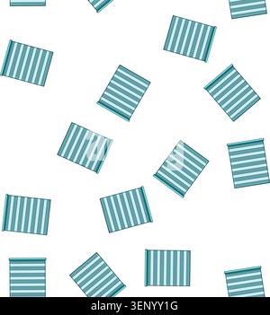 pattern Roller blind with alternating horizontal stripes in blue and white, offering light filtering and privacy for modern interiors, offices, apartm Stock Vector
