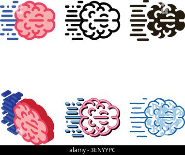 Fast Think Brain Icon Vector. Outline Fast Think Brain Sign. designs Isolated Contour Symbol Stock Vector