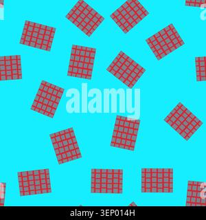 seamless pattern Abstract artwork featuring a geometric pattern with squares on a red background, filled with alternating horizontal and vertical ligh Stock Vector