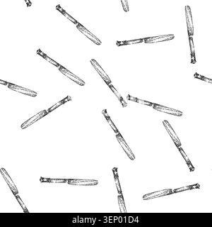 seamless pattern personalized knife engraved silver hand drawn. gift craftsmanship, unique collector, sheath sharp personalized knife engraved silver Stock Vector