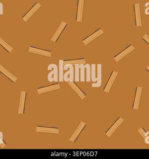 pattern freight train wagon illustration transporting natural timber wood planks for construction or raw materials, representing logistics, delivery, Stock Vector