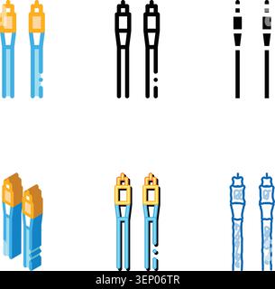 cables optical fiber color icon vector. cables optical fiber sign. isolated symbol variations Stock Vector