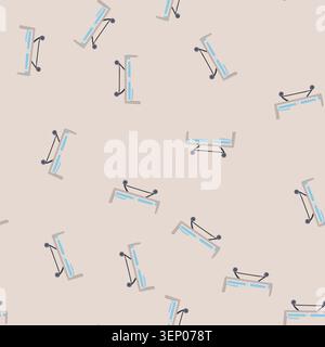 pattern pediatric hospital bed cartoon. icu mattress, rails headboard, footboard wheels pediatric hospital bed sign. seamless vector illustration Stock Vector