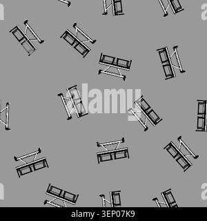 seamless pattern rails hospital bed cartoon. headboard footboard, wheels height, tilt comfort rails hospital bed sign vector Stock Vector