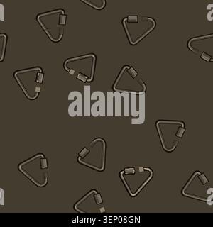 seamless pattern equipment carabiner clip cartoon. object safety, security tool, clasp extreme equipment carabiner clip sign vector Stock Vector