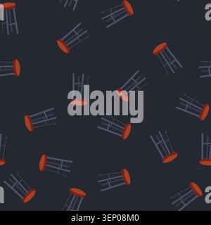 pattern decor bar stool cartoon. kitchen counter, swivel adjustable, modern rustic decor bar stool sign. seamless vector illustration Stock Vector