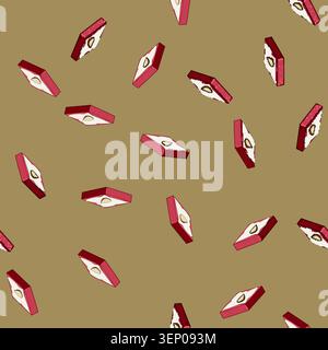 seamless pattern Vibrant illustration presenting a traditional indian sweet bar, featuring a red base topped with a white layer and a single almond, s Stock Vector
