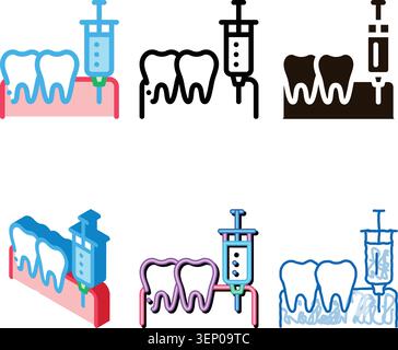 clean Stomatology Anesthesia Injection Vector Sign Icon Thin Line. Anesthesia Dentist Instrument Equipment And Device Linear Pictogram. Medical Treatm Stock Vector