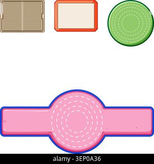 Various colorful silicone baking mats and kitchen cooking sheets with measurement guides, offering non stick surfaces for food preparation and culinar Stock Vector