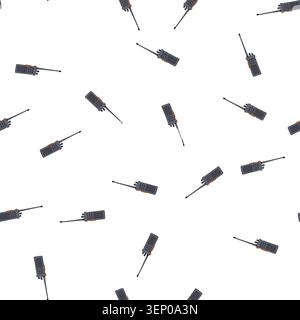 pattern gray radio walkie talkie featuring an antenna and orange buttons, presenting effective long distance vocal communication typically used by pol Stock Vector