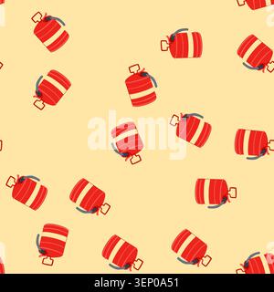 pattern gas fuel can metal cartoon. gasoline ister, petrol gallon, jerry bottle gas fuel can metal sign. seamless vector illustration Stock Vector