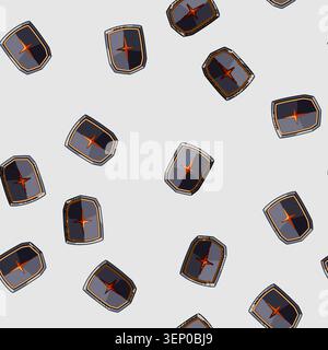 seamless pattern Magic shield icon featuring a radiant star emblem, symbolizing defense, safety, and security for gaming elements, digital assets, and Stock Vector