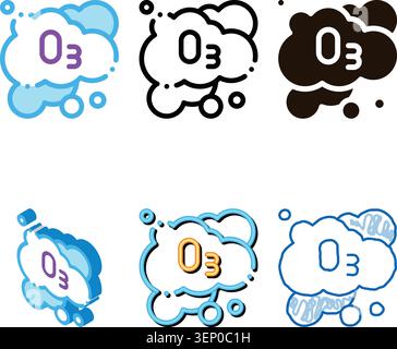 Laundry Service Ozon Foam Vector Thin Line variants Icon. Laundry Service Timer, Washing Clothes Dress Linear Pictogram. Laundromat, Dry-Cleaning, Lau Stock Vector
