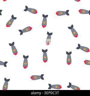 pattern fusion atomic bomb cartoon. explosion radiation, uranium detonation, fallout hiroshima fusion atomic bomb sign. seamless symbol vector illustr Stock Vector