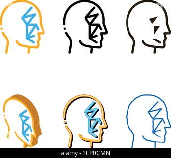 Face Scan by simplified Points Point Projectors Icon Vector. Outline Face Scan by Points Point Projectors Sign. Isolated Contour Symbol Stock Vector