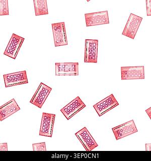 pattern Pink loyalty card illustration featuring ten squares for stamps or punches, with three squares already filled, symbolizing customer rewarding Stock Vector