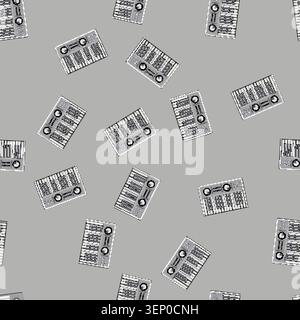 seamless pattern button synthesizer audio cartoon. button synthesizer audio sign vector Stock Vector