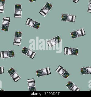 seamless pattern payment pos terminal cartoon. card device, machine nfc payment pos terminal sign vector Stock Vector