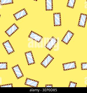 pattern light makeup mirror frame cartoon. bulb table, vanity retro, actor dressing light makeup mirror frame sign. seamless vector illustration Stock Vector