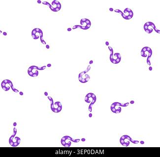 pattern purple polka dot question mark on white background symbolizing uncertainty, inquiry, decision making, problem solving, search for information, Stock Vector