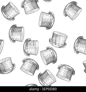 seamless pattern classic top hat hand drawn. vintage gentleman, costume theater, victorian steampunk classic top hat black sketch illustration Stock Vector