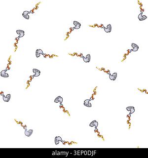 pattern ship rocket launch smoke cartoon. take space, stastronaut stream, spaceship contrail ship rocket launch smoke sign vector Stock Vector
