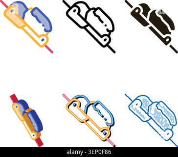 Alpinism Rope Movement Mechanism Tool Vector Icon Thin Line. Compass, Mountain Direction stylized And Burner Mountaineering Alpinism Equipment Concept Stock Vector