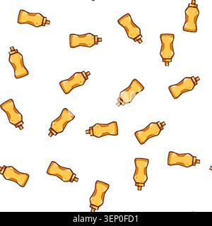 pattern Squeezable mustard sauce bottle, presenting a popular condiment for preparing delicious fast food meals and offering a flavorful addition to v Stock Vector