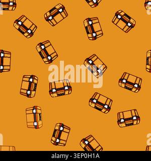 seamless pattern Orange plastic toolbox providing storage and organization for various hand tools, symbolizing diy projects, maintenance work, and hom Stock Vector
