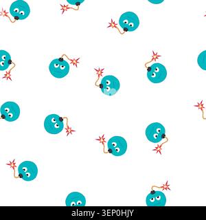 pattern tnt bomb character cartoon. c4 shrapnel, incendiary payload, nuclear atomic tnt bomb character sign. seamless symbol vector illustration Stock Vector