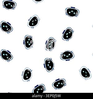 pattern Cute robot head character winking with a friendly smile, representing artificial intelligence, new technology, and digital communication, isol Stock Vector
