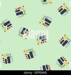 pattern arduino microcontroller cartoon. abstract pcb, motherboard science, board hardware arduino microcontroller sign. seamless vector illustration Stock Vector