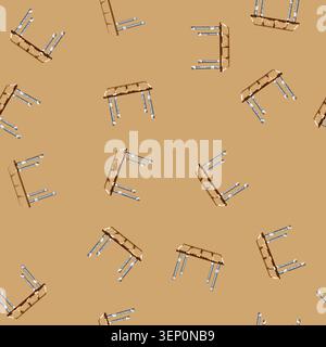 seamless pattern furniture folding table cartoon. furniture folding table sign vector Stock Vector