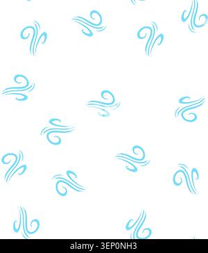 pattern stylized blue wind flowing horizontally, creating a dynamic weather symbol illustrating the force and movement of nature, suitable for various Stock Vector