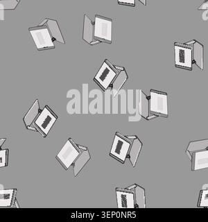 seamless pattern computer laptop stand cartoon. work executive, using african, office happy computer laptop stand sign vector Stock Vector