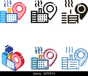 production geolocation icon forms vector. production geolocation sign. color symbol Stock Vector