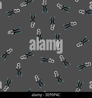 seamless pattern industry crimper tool cartoon. wire pliers, computer equipment industry crimper tool sign vector Stock Vector
