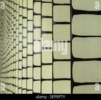 Abstract Geometric Wall Pattern With Repeating Rectangular Shapes And Shallow Depth Of Field Stock Photo