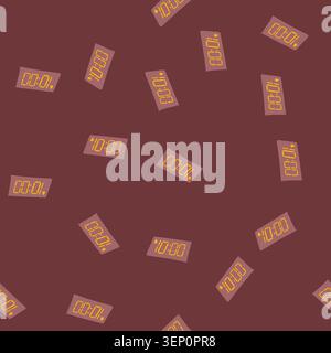 pattern snooze travel alarm clock cartoon. timer display, led quartz, silent durable snooze travel alarm clock sign. seamless vector illustration Stock Vector
